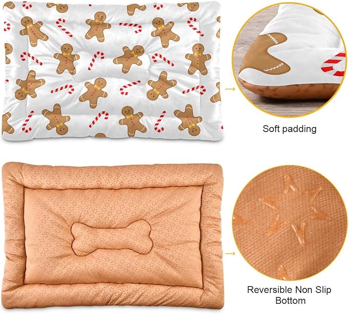 Pet Bed Christmas Cookie Gingerbread Man Dog Bed Mat Absorbing Non Slip Pad Pet Sleeping Mat for Small, Medium, and Large Dogs Puppy Cat 36 in x 24 in