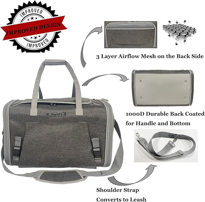 Mr. Peanut's Gold Series Big Apple XL Size Airline Compliant Expandable Pet Carrier V3.0 (Deja Blue)