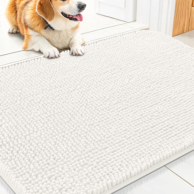 Smiry Dog Door Mat for Muddy Paws 30x20, Absorbent Dirt Trapper, Non-Slip