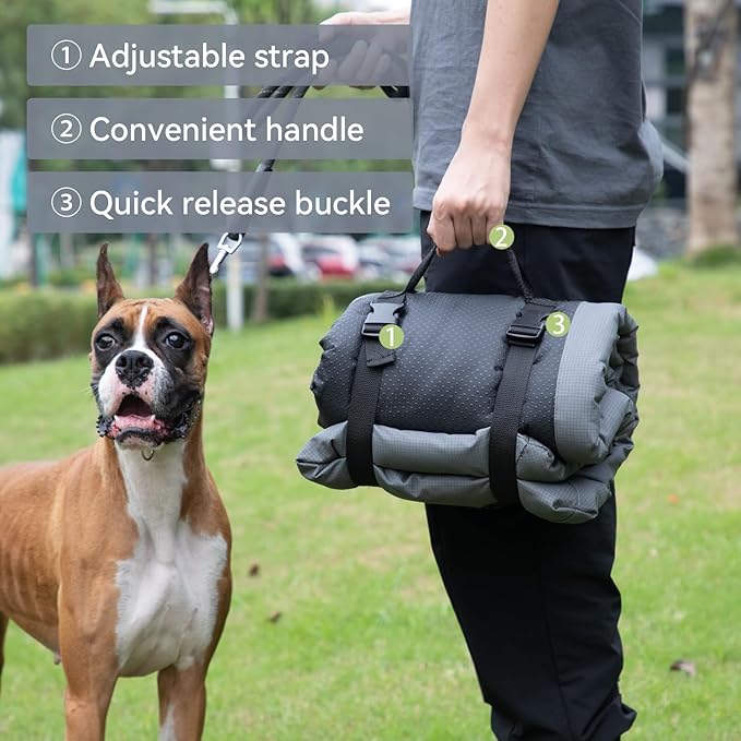 Kitgo Dog Bed for Camping and Outdoor Travel, Waterproof Dog Bed Travel Accessories, Rollable Portable Pet Mat Travel Bed for Dog, Waterproof and Washable (35.43x23.62in)