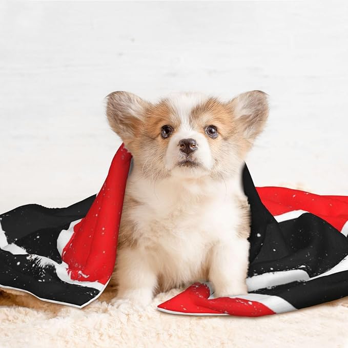 Reversible Plush Throw for Dogs and Cats, Trinidad and Tobago Flag, Double Sided Blanket with Nubby Dot Side and Sleek Side Ideal for Cuddling Nesting Security