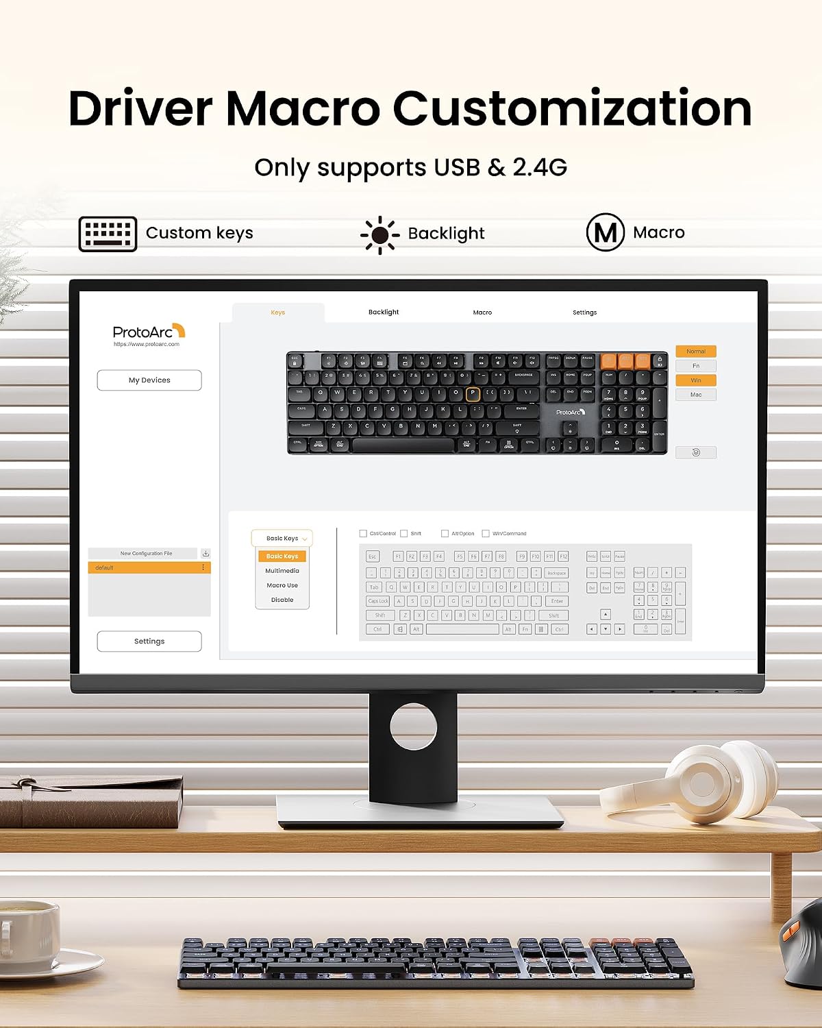 ProtoArc K310 Pro Backlit Bluetooth Mechanical Keyboard, Linear and Quiet