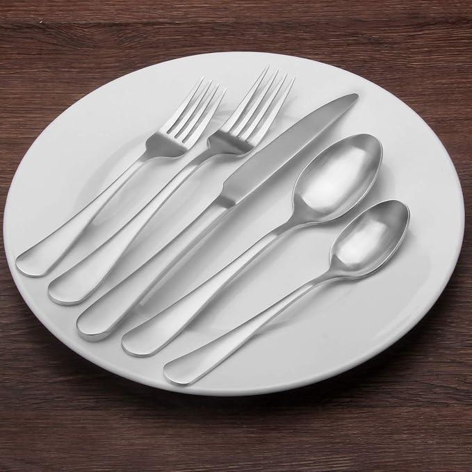 Matte Silverware Set, 20-Piece Stainless Steel Flatware Set, Kitchen Utensil