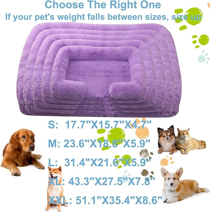 Dog Beds Large Sized dog Orthopedic, Sofa Dog Bed with Waterproof Lining and Nonskid Bottom, Rectangle Washable Dog Bed for Medium Small Dogs and Cats Comfortable ( Color : Purple , Size : 43 x 27" )