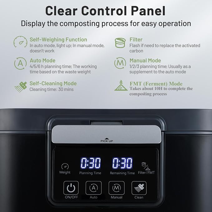 COSTWAY 4L Electric Composter for Kitchen, Smart Waste Dispenser Countertop