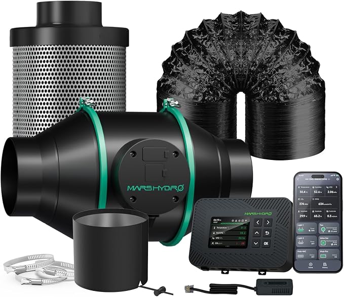 MARS Hydro 4" Smart Air Filtration Kit, Inline Duct Fan