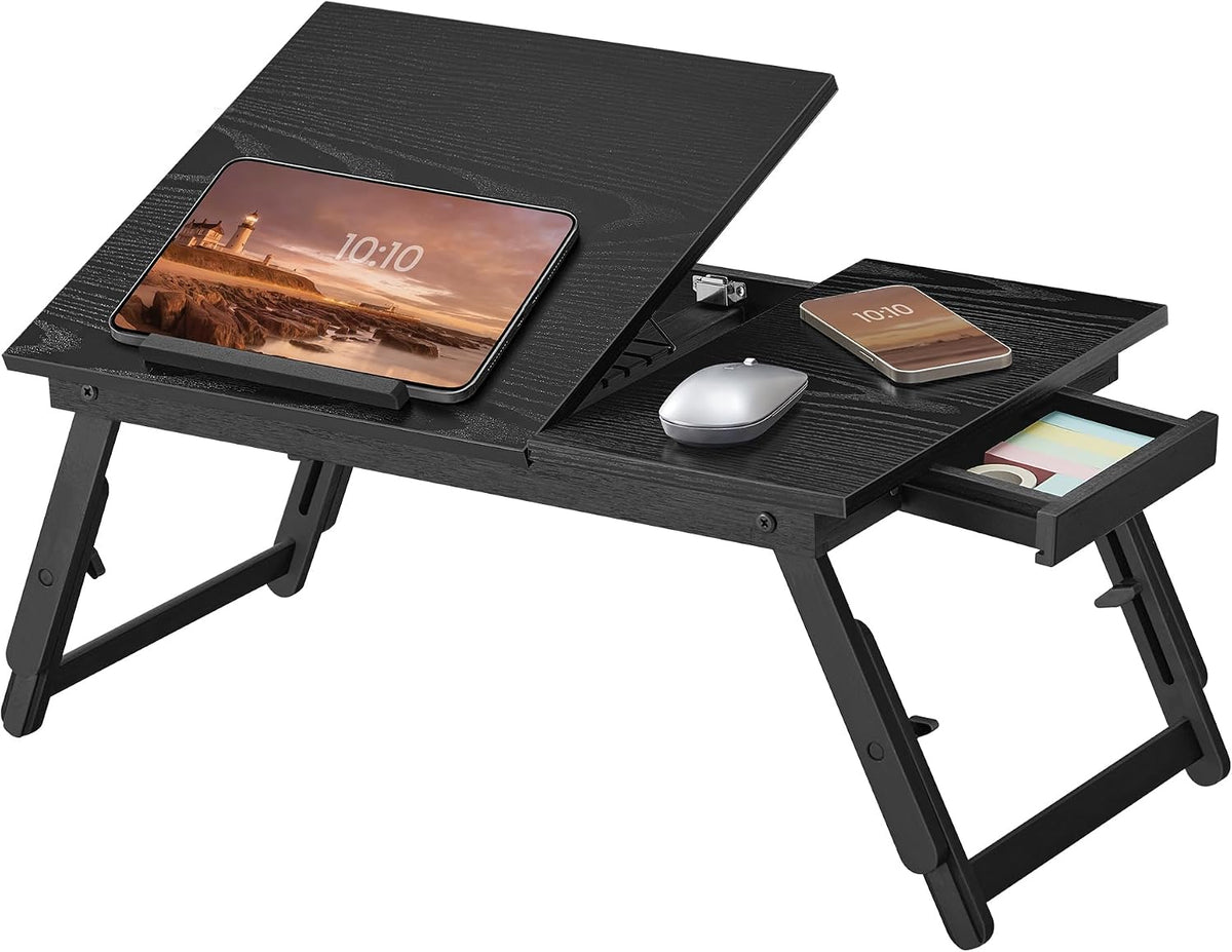SONGMICS Bed Laptop Desk, Folding Bed Table Adjustable Angle and Height
