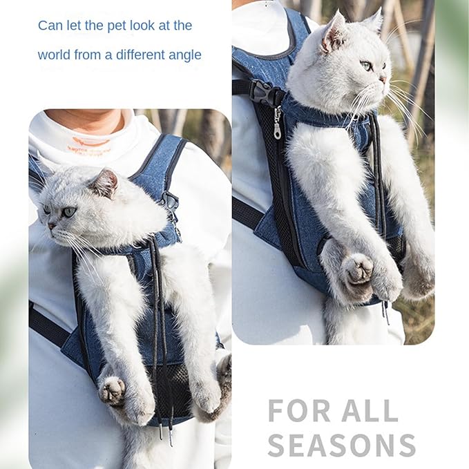 Portable Pet Carrier Backpack, Adjustable Pet Front Cat Dog Carrier Backpack Travel Bag for Small Medium Dogs Cats Puppies, Cat Backpack Carrier for Hiking Cycling (M, M)