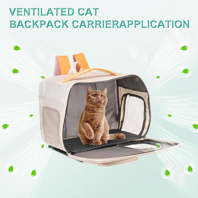 Cat Backpack Carrier, Breathable Dog Carrier Pet Supplies for Cats or Small Dogs Puppies, Intended for Hiking/Camping/Traveling (Gray, 16"x10"x12")