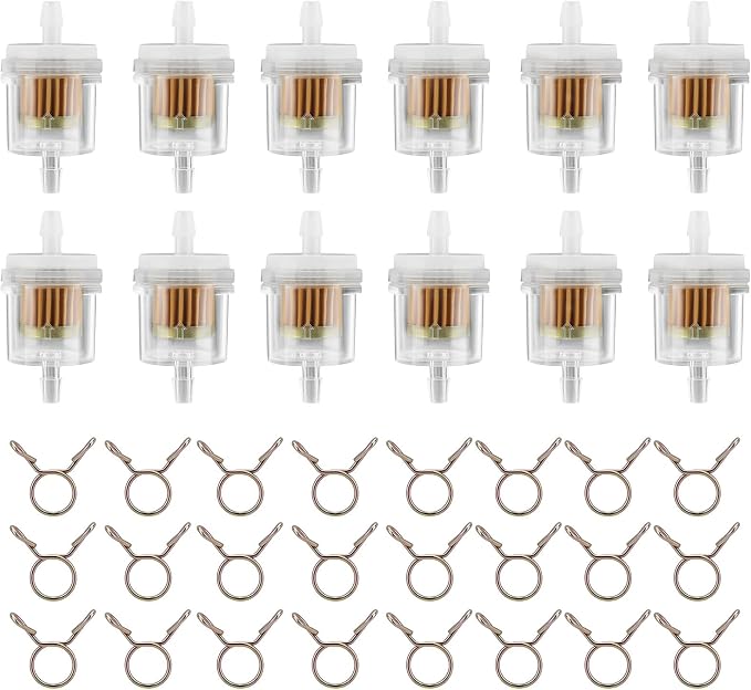 12pcs 1/4 Inch Gas Inline Fuel Filter Compatible