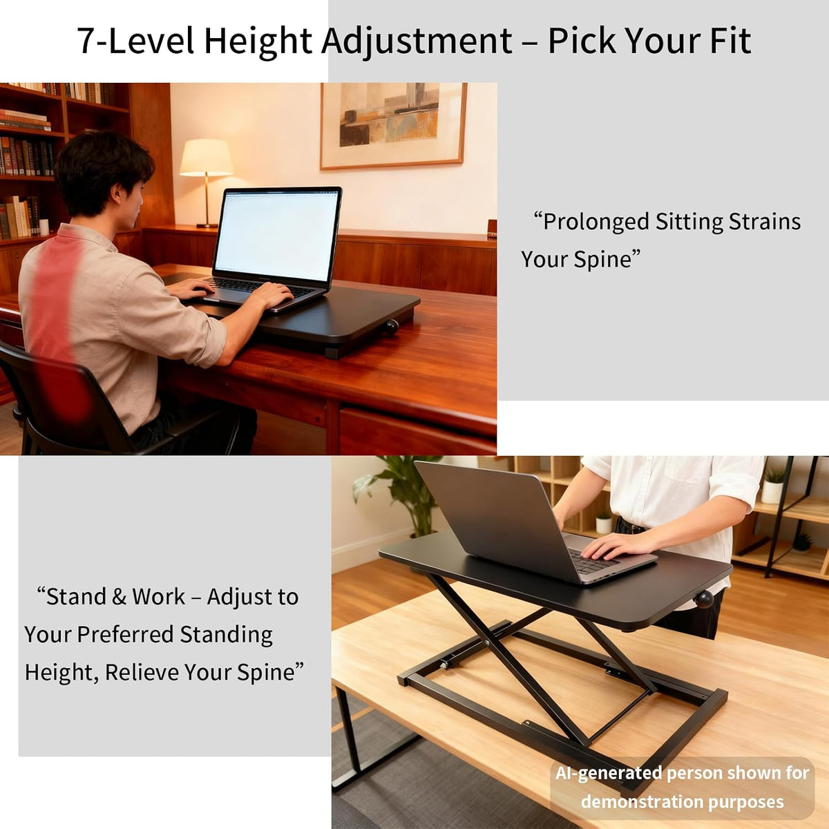 23.6 Inch Standing Desk Converter Adjustable Height
