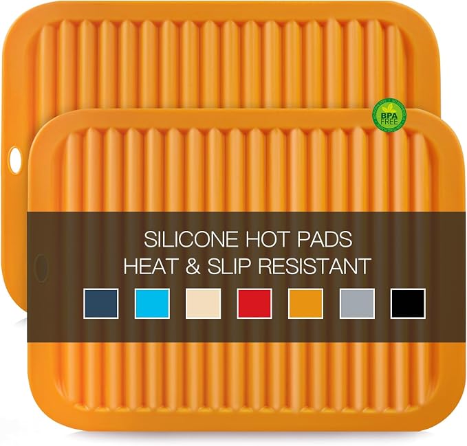 Silicone Trivets for Hot Pots and Pans, 9 * 12" Orange Silicone Hot Pads Pot