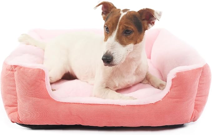 Dog Bed with Sides Small Washable Rectangle Pet Sofa Bed for Small Dogs Cats Comfy Bolster Beds Premium Soft 20x19x6