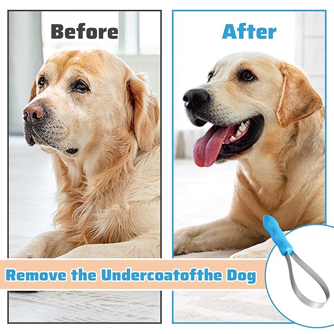 Dual-Sided Dog Shedding Blade,Shedding Brush with Stainless Steel Blades for Dog Coat Types with Soft Grip Handle Pet Hair Removal Tools