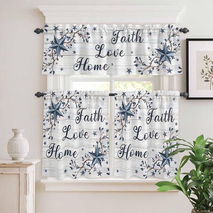 Farmhouse Kitchen Curtains Set 3 Piece