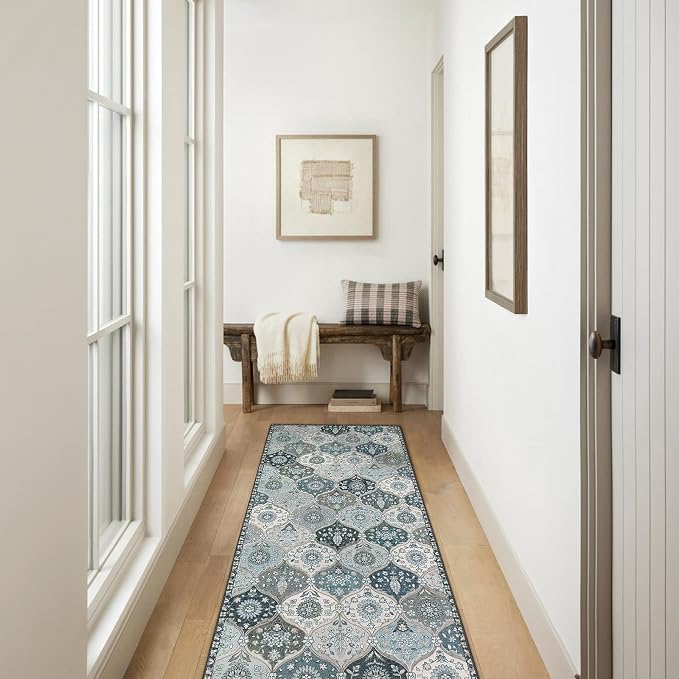 Lahome Moroccan Washable Runner Rug, Oriental Non-Slip Hallway Rug Carpet