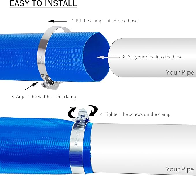 DAVCO 2" x 50 ft Pool Backwash Hose, Heavy Duty Reinforced Blue PVC Lay Flat