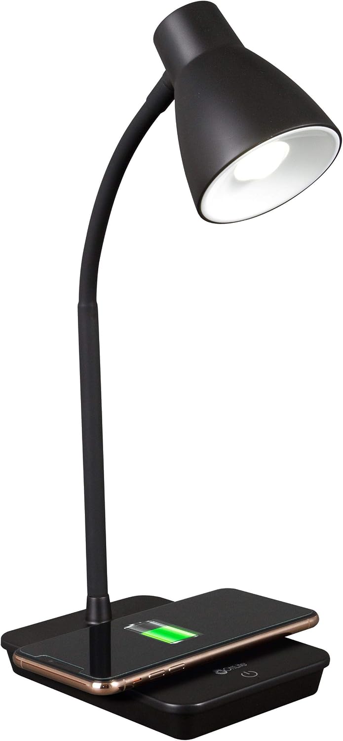 OttLite Infuse LED Desk Lamp with Wireless Charging, Black