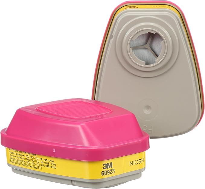 3M P100 Respirator Cartridge/Filter 60923, 1 Pair, NIOSH Approved, Helps