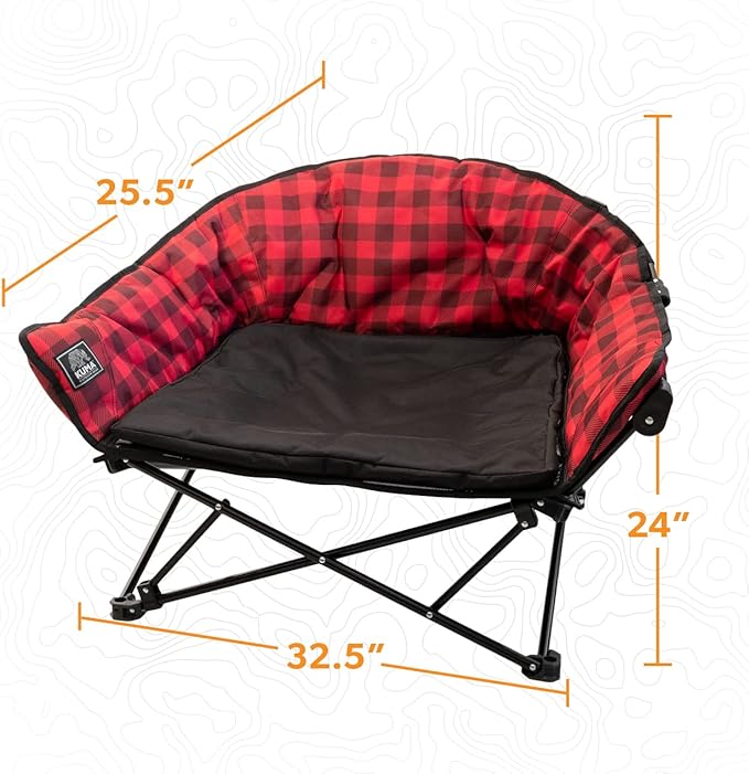Kuma Outdoor Gear Lazy Bear Dog Bed with Carry Bag, Ultimate Portable Luxury Outdoor Dog Bed for Camping, Glamping & Outdoor Adventures (Red/Black)