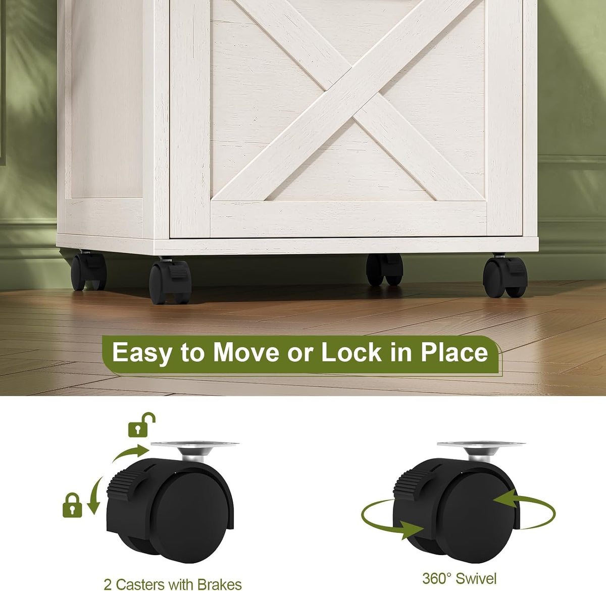 Vabches Office Filing Vertical Cabinet with 2 Drawers, Unique White