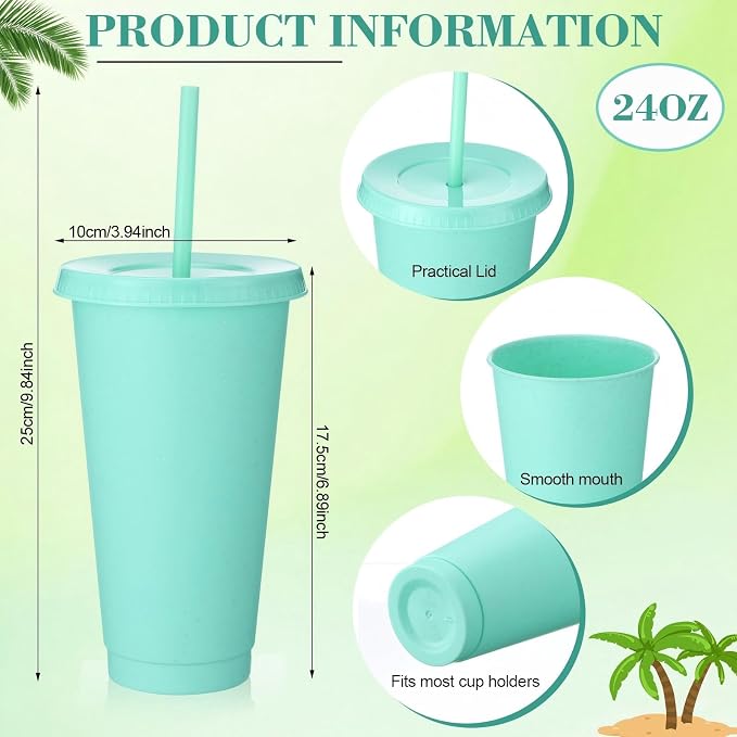 Honeydak 15 Pack Tumbler with Straw and Lid Bulk Cups