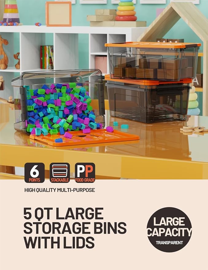 WYT 5-Quart Small Storage Container Bin