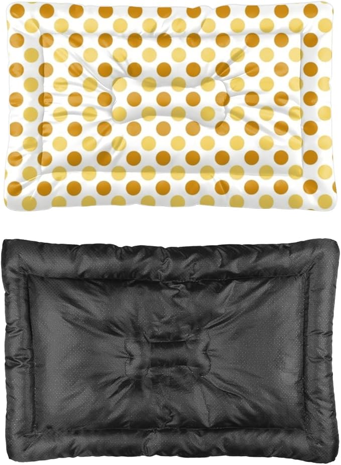 Orange Polka Dot Cute Dog Beds and Furniture Washable Crate Mat Kennel Pad Medium Dog Crate Bed Washable Non-Slip Bed Beds for Medium Dogs Pet Sleeping Mat Pillows Indoor Outdoor 24X18 Inch