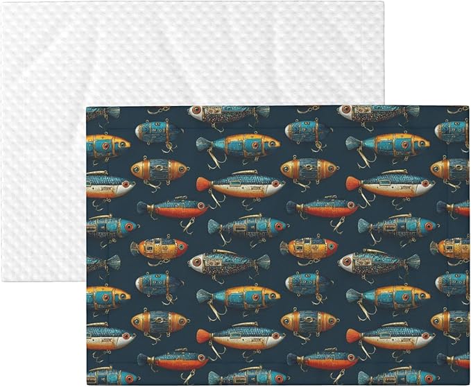 Waterproof Dog Blanket Soft Pet Blanket for Puppy Cat, Fleece Cat Throw Blankets for Furniture Bed Couch Sofa Reversible - Colorful Fishing Lures 2