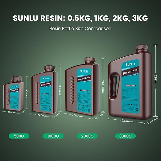 SUNLU 2000g Standard Resin for 3D Printer, Fast-Curing Photopolymer Resin for