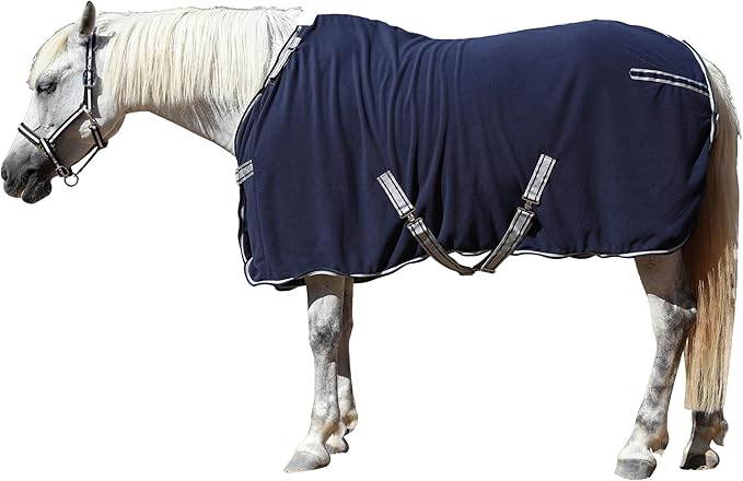 Horse Fleece Cooler, Blanket Liner - 300g Anti-Pilling Fleece, Moisture-Wicking, Cooling & Drying for Post-Workout, Bath & Travel, Prevent Overheating & Chilling Navy 66