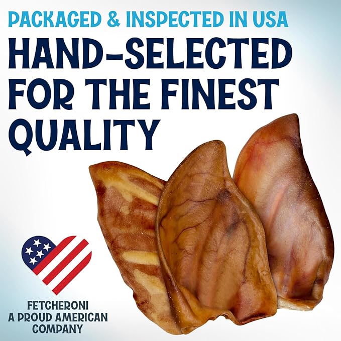 Whole Pig Ears for Dogs - 15 Pack Long Lasting Dental Chews – One Ingredient Delicious All Natural Flavor Treats – Easy to Digest for Large Pets - Great for Teeth and Gums