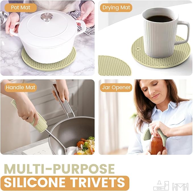 Silicone Trivet Mats 4 Heat Resistant Pot Holders Multipurpose Non-Slip Hot Pads