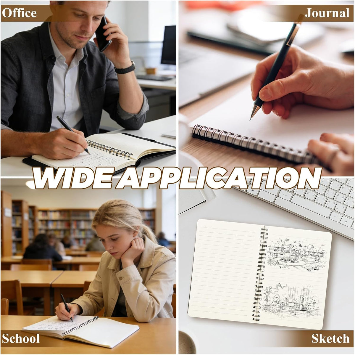 MIVIDE 48 Pack A5 Spiral Notebooks, Black Ruled Notebooks Bulk, 8 x 5.9 Inch 120 Pages Spiral Lined Notebook Journal, Lined Travel Bulk Writing Paper Notebook for School Business Office Supplies