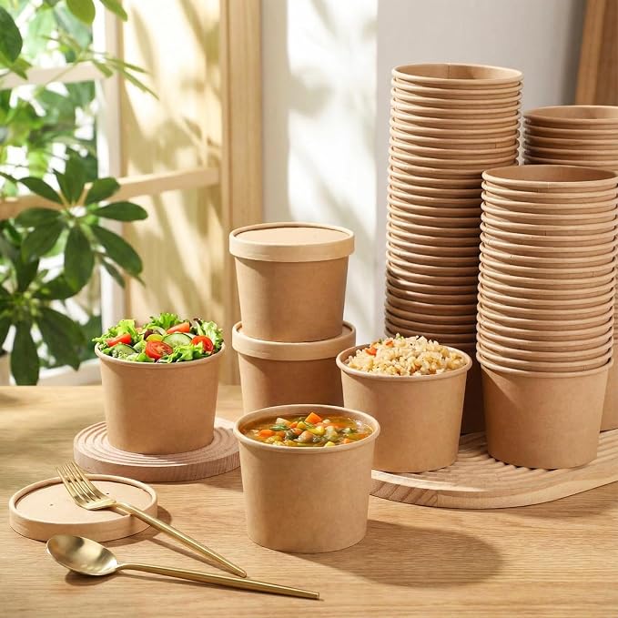 Fulmoon 100 Pack Paper Soup Containers