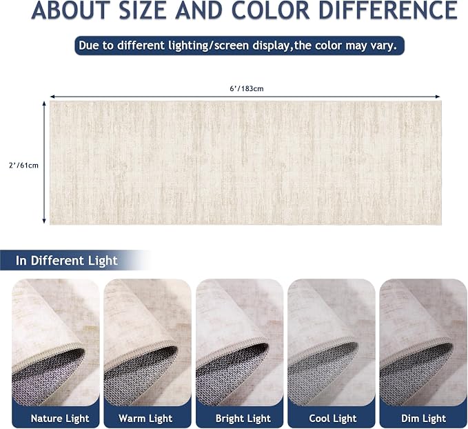 Washable Runners for Hallway 2x6 Runner Rug, Ultra-Thin Kitchen Runner Rugs