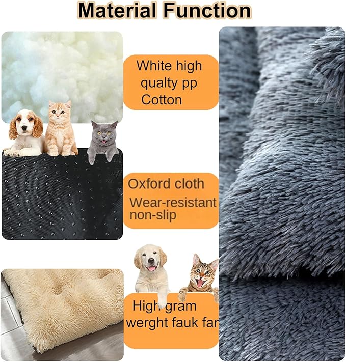 Dog Crate Mat, Dog Bed for Large Dogs, Comfy Fluffy Kennel Pad Anti-Slip for Dog beds & Furniture, Quilted Dog Bed for Pets for Medium/Small Dogs Cats (Color : Brown 2, Size : 16.9x11)