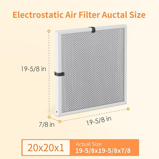 2-Pack 20x20x1 MERV 8 Reusable & Washable Electrostatic Air Filters
