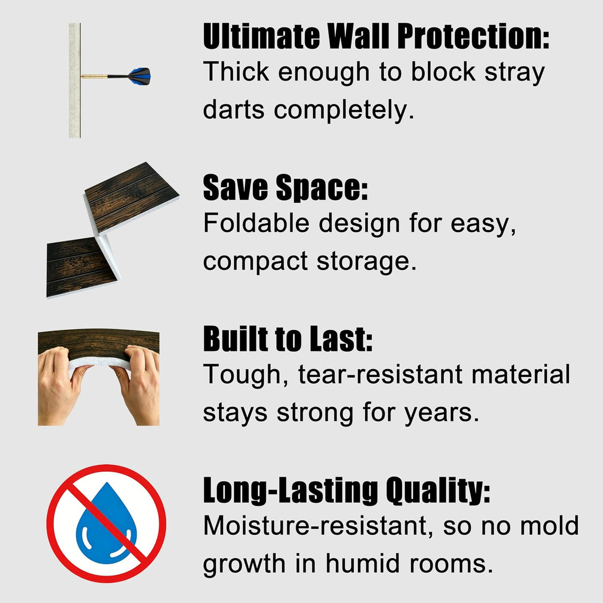 Felt Dart Board Wall Protector Foldable Cork Alternative Backing Board, 35.4x35.4 Inch Square with 0.6ickness & Adhesive Pads Darts Scoreboard, for Home, Basement & Garage
