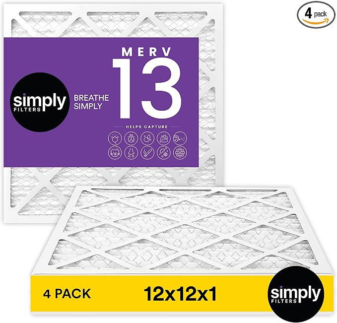 Simply 12x12x1 Air Filter, Merv 13, 4 Pack,