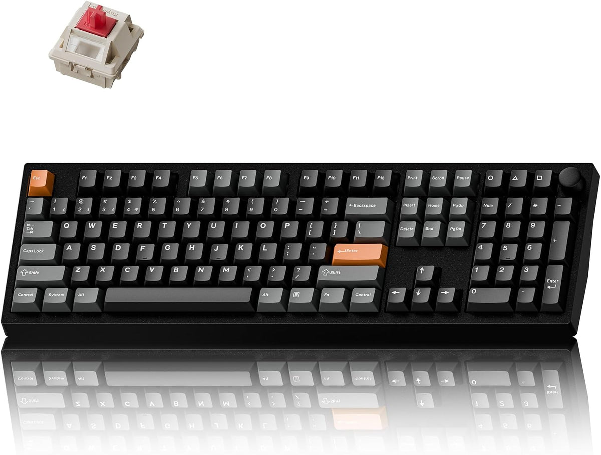 Keychron P6 Ultra 8K Polling Rate Full-Size Aluminum Wireless Mechanical Keyboard, 2.4 GHz/Bluetooth/Wired Custom RGB, Hot-Swappable Silk POM Red Switch for Mac Windows Linux - Black