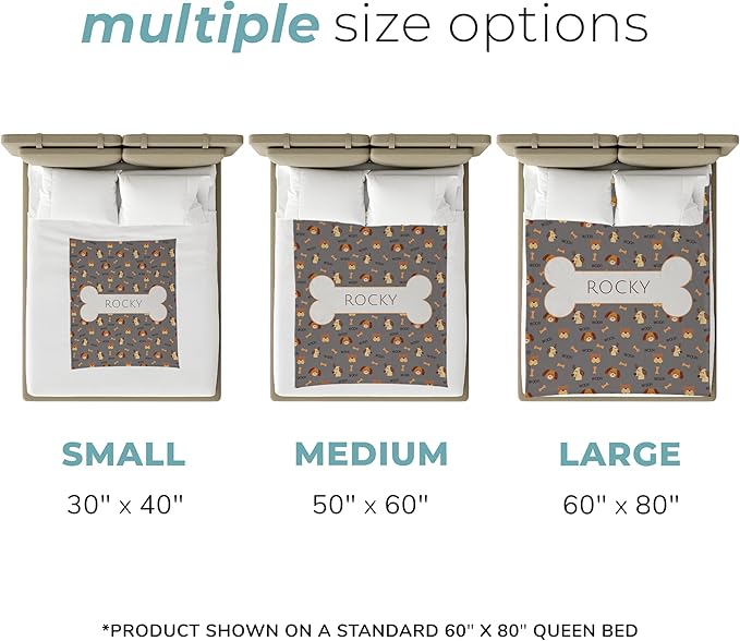 Prints Next Day – Custom 30" x 40" Sherpa Pet Lightweight Blanket with Name - Gift for Dog or Cat Owners - Personalized Couch Throw - Puppy Patterned - Printed in America