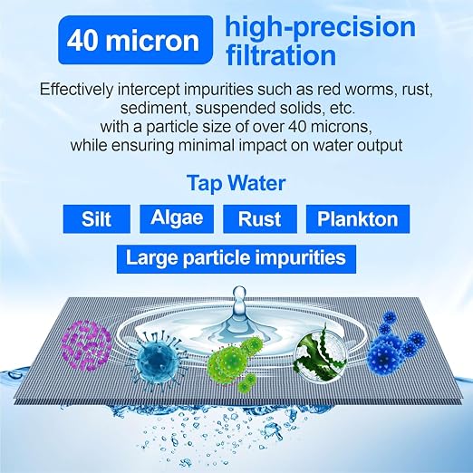 Whole House Spin Down Sediment Water Filter, 40 Micron, Reusable and Flushable