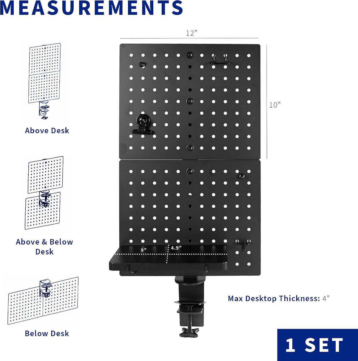 VIVO Clamp-on 12 x 20 in Desk Pegboard