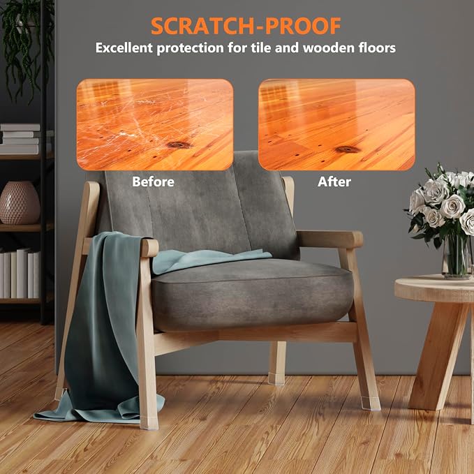 16pcs Square Chair Leg Floor Protectors, Furniture Pads