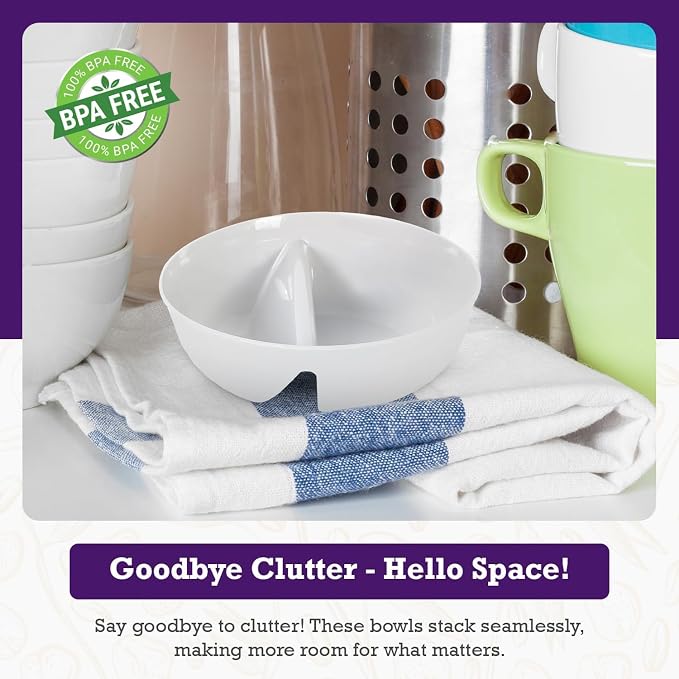 6 Pack - Just Crunch Anti-Soggy Cereal Bowl - Keeps Cereal Fresh & Crunchy |