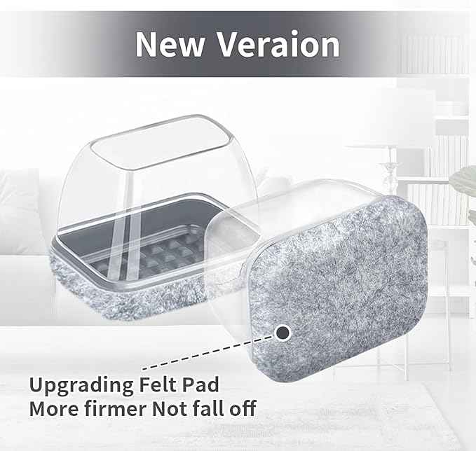 Ezprotekt 16 Pcs Rectangle Grey Felt Chair Leg Floor Protectors