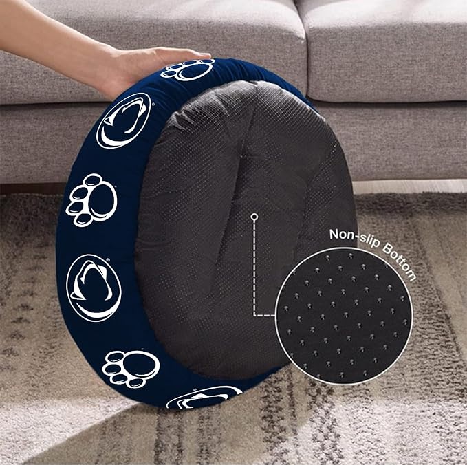 ShopInstaPets Penn State Nittany Lions Officially Licensed Plush Donut Pet Bed – Cozy, Machine Washable, Perfect for Pets (Large)