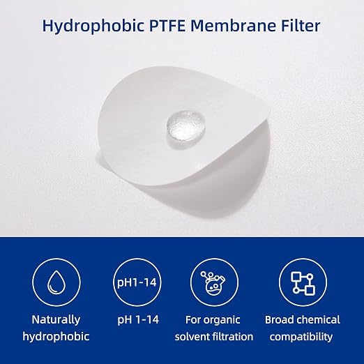 100 Pieces/Pack PTFE Disc Membrane Filters Hydrophobic 47mm Diameter 0.22µm