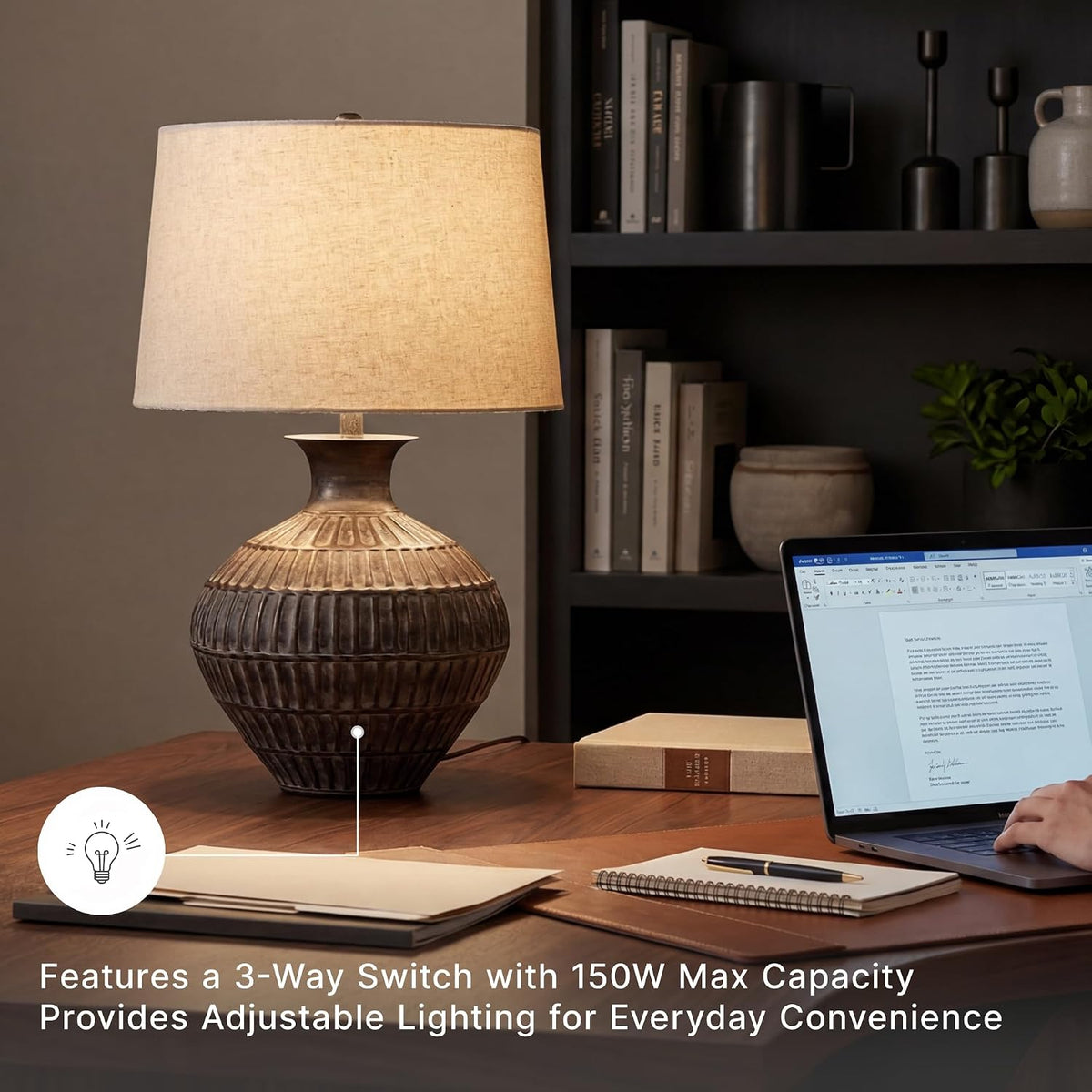 Signature Design by Ashley Magan Metal Table Lamp, 28", Antique Bronze